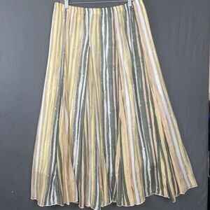 New Directions Womens Plus Size Maxi Length Rainbow Striped Pleated Skirt 1X